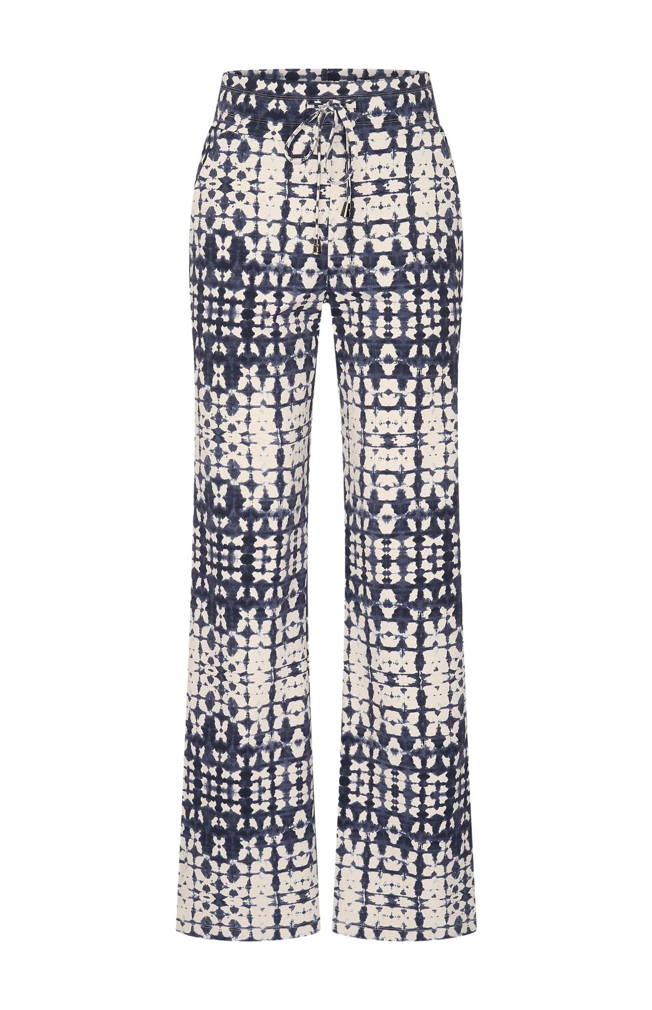 Broek Flared Mi Piace (Dark blue, white, Batik print)