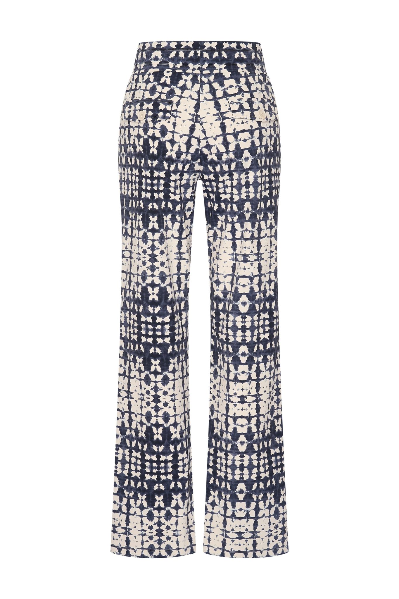 Broek Flared Mi Piace (Dark blue, white, Batik print)