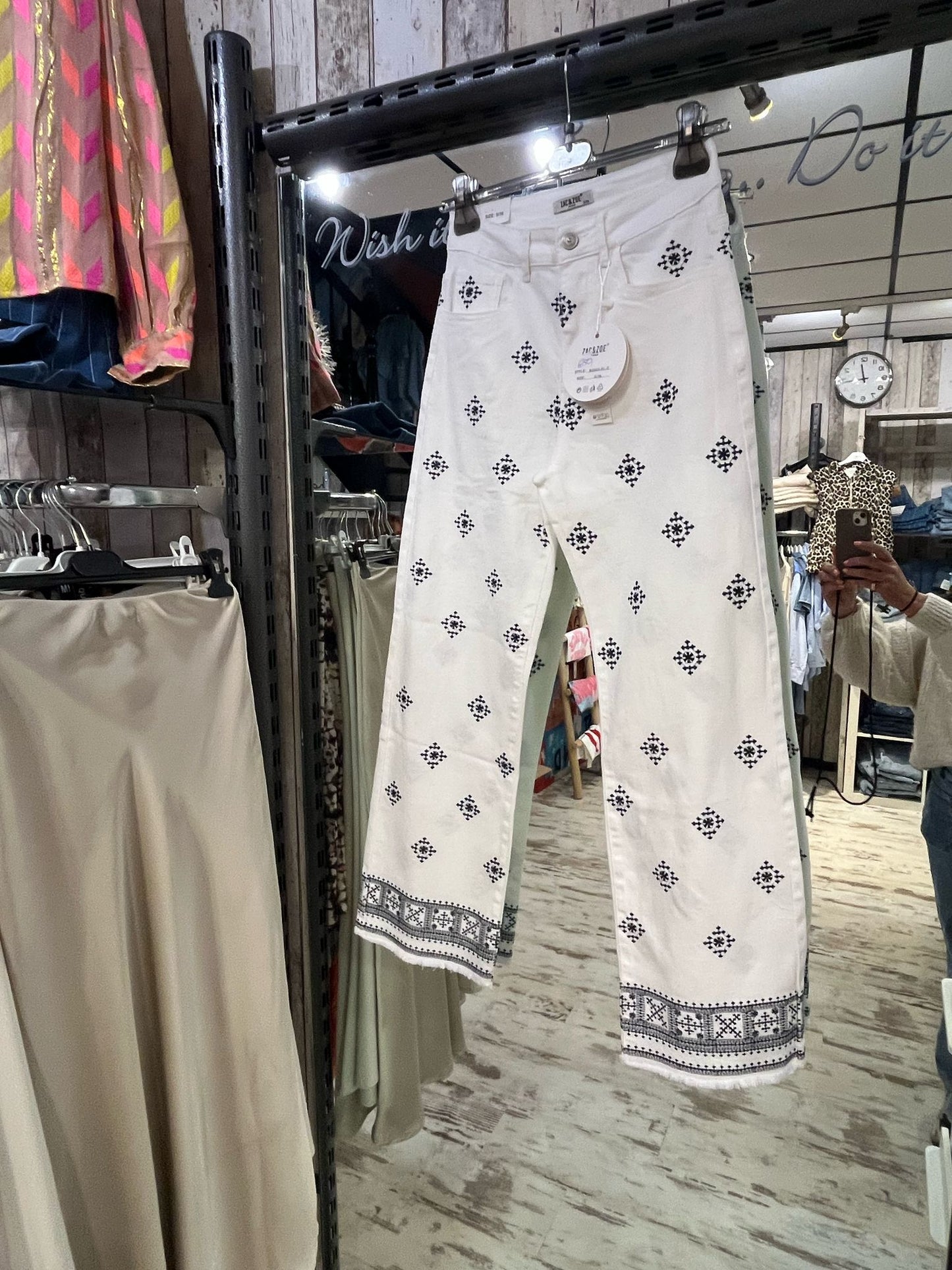 Broek Straight, Flare, geborduurd
