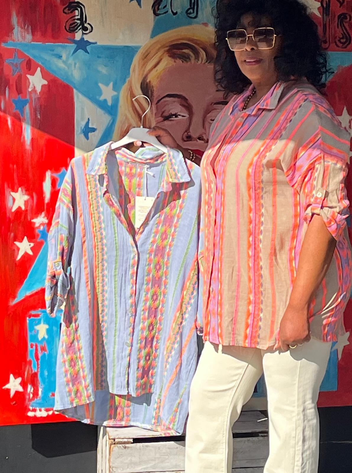 Blouse in streepmotief